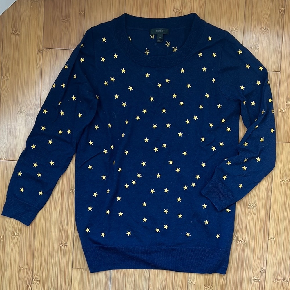 J. Crew Tippi Crewneck Sweater Star Print XS